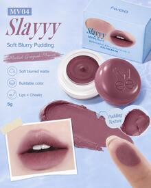 Fwee 1pc 5g Mauve Brown Blurry Pudding Pot, Soft Matte Lip And Cheek Cream Blush For Women Moody Makeup Face Makeup - #MV04 Slayyy - View 7