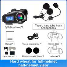 Intercomunicador de casco de motocicleta Q58-Max con Bluetooth, resistente al agua IP65, pantalla LCD, compatible con compartir música entre dos personas, con luz LED, rango de intercomunicación de 500M - Unitalla - Ver 14