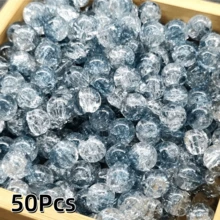 50顆 8mm 水晶玻璃珠 北極光藍色 裂紋圓珠 DIY 手工珠寶 手鍊項鍊耳環製作 - 彩色 - 查看 13