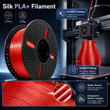Silk PLA+ 3D Printer Filament 1.75mm, 1236g Large Spool, Glossy Silk Finish PLA Plus Filament, Smooth Feeding, Neatly Wound, Low Warping, Compatible With Most FDM 3D Printers For Models, Prototypes, DIY Projects & Desk Decor - View 6