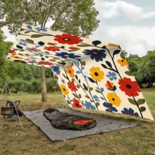 1 pieza Vela de Sombra Estilo Bohemio, Adecuada para Exteriores, Uso Diario, Playa, Camping, Jardín, Escenas de Picnic. Aplicable en Todas las Estaciones, Instalación Rápida (Poste de Soporte y Cuerda No Incluidos) - Multicolor - Ver 8