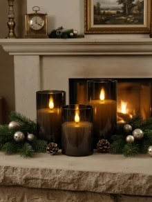 1/2/3pcs Flameless LED Candles With Remote Timer - Dimmable Flame Effect, Realistic Flickering Function, 3D Flame, Indoor Tabletop Candles, Suitable For Home Decor, Wedding, Christmas, Party, Gift, Garden (Black) - Black - View 6