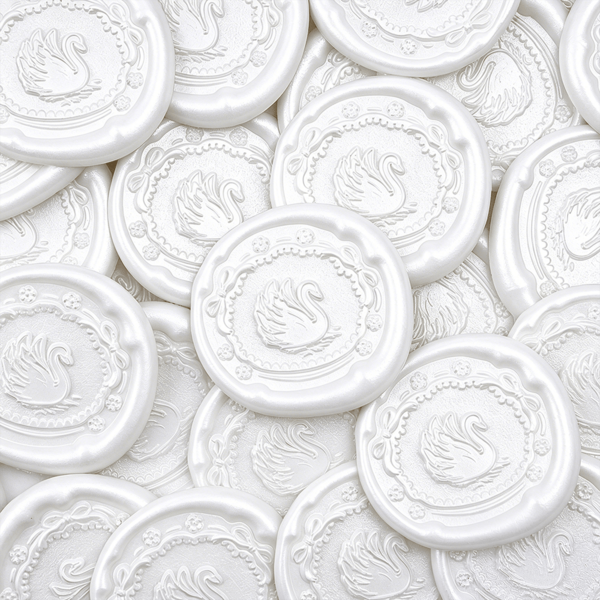 20pcs 3D Embossed Swan Lake Pattern Self-Adhesive Wax Seal Stickers, For Gifts, Wedding Invitation Envelopes - Pearl White