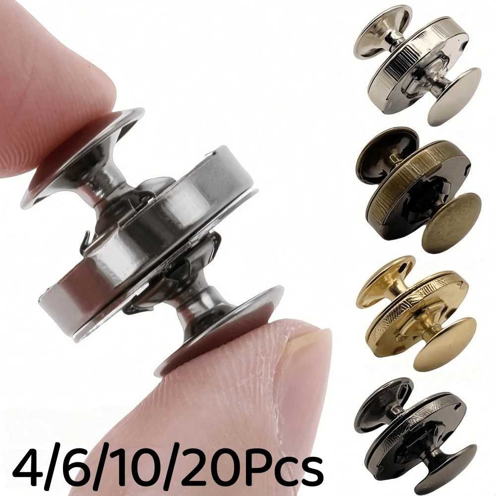 4/6/10/20Pcs Hebillas Magnéticas de Cabeza de Remache Doble de Metal, Adecuadas para Bolsos, Bolsos de Mano y Ropa. Estos Cierres Magnéticos de Remache Incluyen Hebillas de Doble Tapa, Hebillas Magnéticas para Bolsos y Botones Especiales para Ropa y Bolsos, con una Fuerte Función de Fijación Oculta