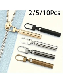 2/5/10Pcs Metal Zipper Pull Replacement - Detachable, Suitable For Sewing And Knitting Projects - Available In Bronze, Gold, Black - E-Mixed Color - View 2
