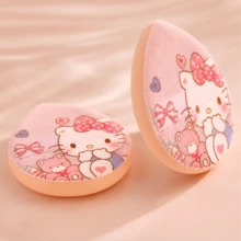 Set de esponjas de maquillaje MINISO Sanrio Hello Kitty, esponja cosmética linda y suave para una base impecable, regalo perfecto de regreso a la escuela para la rutina de maquillaje diaria, herramienta de belleza esencial para la habitación del dormitorio - Multicolor - Ver 2
