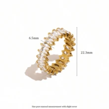 1 Stück Luxus 18K Vergoldeter Edelstahl Ring mit funkelnden Zirkoniasteinen, geeignet für den täglichen Gebrauch und Hochzeitstragen von Frauen, Geschenk - Diamantring - Übersicht 7