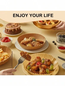 100 lembar/50 lembar Kertas Panggang Dapur, Kertas Alas Anti Lengket Sekali Pakai untuk Air Fryer, Menyerap Minyak & Anti Lemak, Bingkai Kertas Persegi Universal, Cocok untuk Pengolahan Makanan, Aksesori Air Fryer, Menggoreng, Memanggang, Memanggang dengan Microwave, Memasak Anti Lengket, Dapur, Kamar Mandi, Perlengkapan Rumah Tangga - Khaki - View 10