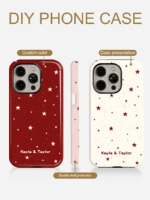 1pc Minimalist Star Pattern Full-Screen Custom Color Personalized 2-In-1 Glossy Film Hard Shell Protective Phone Case Compatible With Apple 11/12/13/14/15/16 17 Pro Max A14 A15 A16 A17 S25 S24 S23 S22 S21 - Multicolor - View 4
