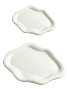 2pcs/1pc 7/5 Inch Asymmetric Cloud Shaped Tray, Nordic Style Jewelry Storage Tray, Jewelry Collection And Decoration Tray, Jewelry Display Tray, Gift For Her, Home Decor, Bedroom Decor - White - View 21