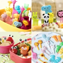 10/30/50pcs Animal & Fruit Shaped Plastic Mini Dessert Picks, Cartoon Animal Fruit Toppers, Bento Decor, Party Snack Decorations - Multicolor - View 10