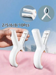 2/5/6/8/10Pcs Heavy Duty Plastic Beach Towel Clips - Securely Hold Towels, Clothes And Blankets On Clotheslines Or Racks For Drying, Windproof Clips, Large Size Clothes Pegs, Suitable For Clotheslines, Chairs, Pool Loungers, Beach Chairs, Etc. - Multicolor - View 2
