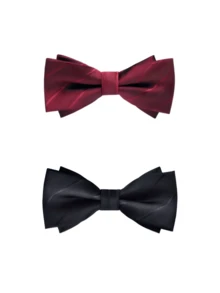 Fashionable Men's Metal Branch Embellished Bow Tie, Suitable For Groom Wedding Banquet Party, Suit Accessory, Striped Black Bow Tie - Black - View 8