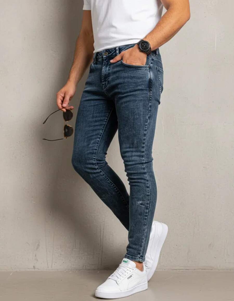Premium Skinny Basic Jeans 018 2% Elastane - Dark Grey - View 1