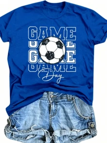 Casual Blouses For Women | 1 Women's T-Shirt 100% Breathable Cotton | Women's Soccer Jerseys, Funny Soccer Mom T-Shirts, Graphic Tees For The Day - 藍色 - 查看 8