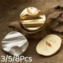 3/5/8Pcs 1.8cm/2.3cm Asymmetrical Geometric Gold Suit Jacket Denim Metal Buttons Matte Silver White Curved Overcoat Buttons - Multicolor - View 11