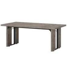 71" Modern Industrial Dining Table - Grey Oak Farmhouse Table With 1.57" Thickened Top, Large Office Conference Table For 6-8 People - Multicolor - View 3