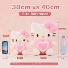 Hasbro 1 pieza Muñeca de peluche Sanrio Hello Kitty abrazando un corazón, muñeca de gato con lazo lindo, regalo de cumpleaños para niñas, almohada de peluche de gato KT con forma de corazón, 30/40cm decoración del hogar, muñeca de consuelo - Multicolor - Ver 8