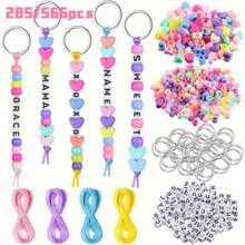 285/566 قطعة مجموعة صنع سلاسل المفاتيح DIY، خرز شفاف قابل للتعديل على شكل قلب وحروف، مواد صنع سلاسل المفاتيح، هدايا صغيرة لحفلات أعياد الميلاد، ديكور معلق، مناسب للمنزل وموضوعات الصداقة والحب، خيار مثالي لصنع المجوهرات والحرف اليدوية - متعدد الألوان - مشاهدة 1