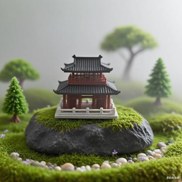 中式雙層亭閣古建築裝飾品，多功能微景盆栽水陸缸造景岩石水族箱裝飾
