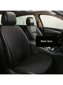 2pcs Universal Car Seat Cover Protector Set, Linen Material Front And Rear Seat Cushion Protector, Backrest Pad, Suitable For Sedan, Truck, SUV, Van Interior (1pc Front Seat Cover + 1pc Backrest Pad) - 2pcs - View 5
