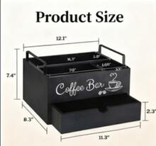 Manovix Organizer Bar Kopi Kayu Hitam Gaya Rumah Pertanian – Penyimpanan Multifungsi untuk Sudut Kopi & Kotak Teh. Tersedia dalam 1 atau 2 Tingkat. Desain Pegangan yang Ramping, Organizer Stasiun Kopi yang Sempurna untuk Meja Dapur & Dekorasi Kantor. - Kayu - View 9
