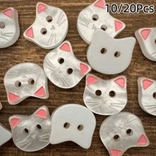 10/20pcs Cute Buttons With Pink Ears, Small Cat Cartoon Animal Buttons For Cardigans, Handmade Accessories, Decorative Buttons. - Multicolor - View 13