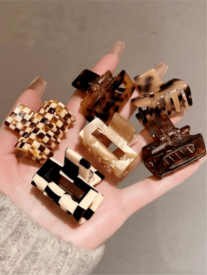 1/3/4pcs (3.5cm) Random Leopard Print Non-Slip Acetate Fiber Hair Clips, Suitable For Girls And Women - Can Firmly Secure Ponytails And Buns Summer Hair Accessories Beach Claw Clips Vacay Hair Claws,Travel,Birthday