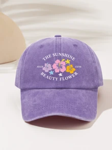 1件時尚極簡水洗棒球帽，四季通用裝飾風格「THE SUNSHINE SUCH CUTE BEAUTY FLOWER」印花圖案，送給家人與朋友的禮物 - 水洗帽 - 查看 16