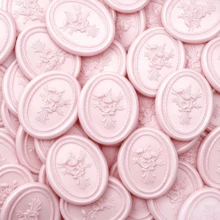 25张3D立体压纹花束自粘蜡封贴纸，适用于礼品、婚礼请柬信封封口 - 浅粉色 - Bouquet-淺粉 - 查看 3