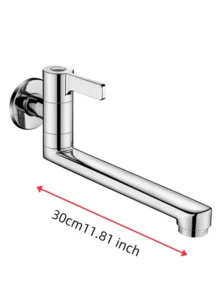 1pc Wall Mounted Stainless Steel Tap Extension Arm, Polished Single Handle Cold Water Faucet, 360° Rotatable Spout, 20-30cm Multi Size, Anti-Splash Sink Accessory - Multicolor - View 12