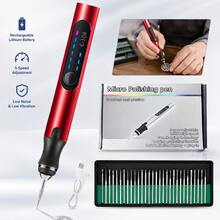 USB Rechargeable Cordless Engraving Machine Portable DIY Rotary Engraver For Jewelry Wood Glass Stone Carving With Comfortable Grip & High Efficiency - Red - View 1