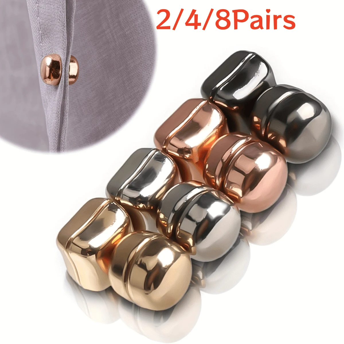 2/4/8 Pasang Kancing Magnetik yang Dapat Dilepas, Cocok untuk Kerah Persegi - Tidak Perlu Menjahit, Kancing Pemendek Kaos, Kerah, Kaki Celana, Kancing Pengikat dan Penyesuaian Syal - Aksesori Dekoratif