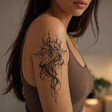 1 pieza Pegatina de tatuaje temporal con patrón de cruz mágica realista de PVC resistente al agua y anti-roce, adecuada para uso diario - Gris - Ver 5