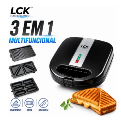 Sanduicheira Grill E Waffle 3 Em 1 Chapas Removíveis