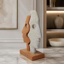 Puzzle facial bicolore décoratif, sculpture de visage abstrait en résine, ornement de bureau d'art moderne, décoration d'intérieur créative et esthétique pour le salon, la chambre, le bureau, cadeau de décoration d'intérieur à la mode - Multicolore - Voir 3