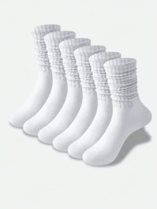 1/3/4/5/6/8/10 pares de calcetines slouch de burbuja multicolor para mujer, cómodos, clásicos, estilo europeo, hasta la rodilla, casuales, ajustados a media pantorrilla - Blanco - Ver 1