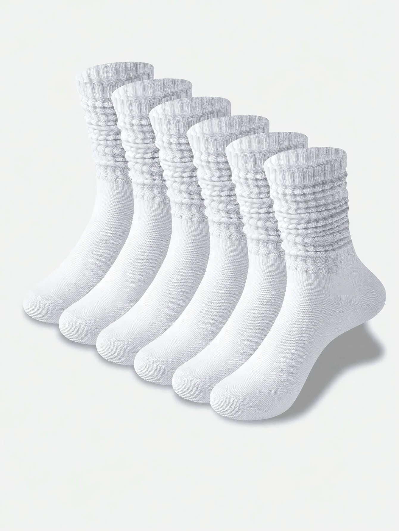 1/3/4/5/6/8/10 pares de calcetines slouch de burbuja multicolor para mujer, cómodos, clásicos, estilo europeo, hasta la rodilla, casuales, ajustados a media pantorrilla - Blanco - Ver 1