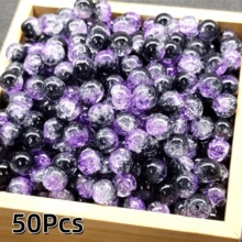 50顆 8mm 水晶玻璃珠 北極光藍色 裂紋圓珠 DIY 手工珠寶 手鍊項鍊耳環製作 - 彩色 - 查看 27