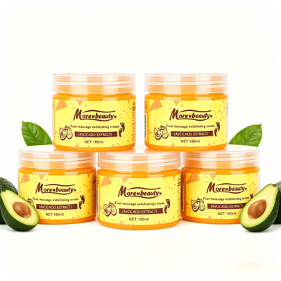 Gel Exfoliante Facial de Arroz, 180ml, Hidratante y Aclarante para Todo Tipo de Piel Crema Exfoliante para Pies con Extracto de Aguacate, 180ml, Hidratación Profunda Kit de Exfoliantes: Gel Facial + Crema para Pies, Cuidado Corporal Completo