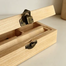 1 Box, Natural Wood Storage Box With Multi-Compartment Design, Flip Lid With Lock, Anti-Pressure Anti-Odor, Solid Wood Flip-Top Storage Box, Anti-Pressure Anti-Dust Portable Tool Box - 1PC - View 8