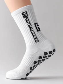 1/3/6 pares de calcetines de fútbol/fútbol para hombres y unisex, hasta el tobillo, antideslizantes, duraderos y cómodos para entrenamiento diario, calcetines de otoño - Blanco y Negro - Ver 4