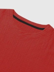 JINYA Men's Summer Daily Minimalist Casual Vacation Light Sporty Short Sleeve Straight Leg Set Home Outdoor City Regular Street Casual Vacation Youth Simple Campus Vintage Versatile Textured Elegant Personalized Sport - Red - View 4