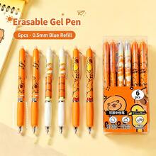 1/6pcs Set Press Erasable Pens With Crystal Blue, Comfortable Grip, Quick-Drying, Plastic Writing Tools,Back To School Supplies - Multicolor - View 1