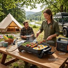 Aoran This Multi-Functional 20-Inch X 16-Inch Extra-Large Electric Skillet Features A Glass Lid, Heat-Resistant Handle, Non-Stick Family-Sized Frying Pan, And A Multi-Functional Indoor Grill Pan. It's Suitable For Pancakes, Steaks, - US A Type Plug(110-127V) - View 2