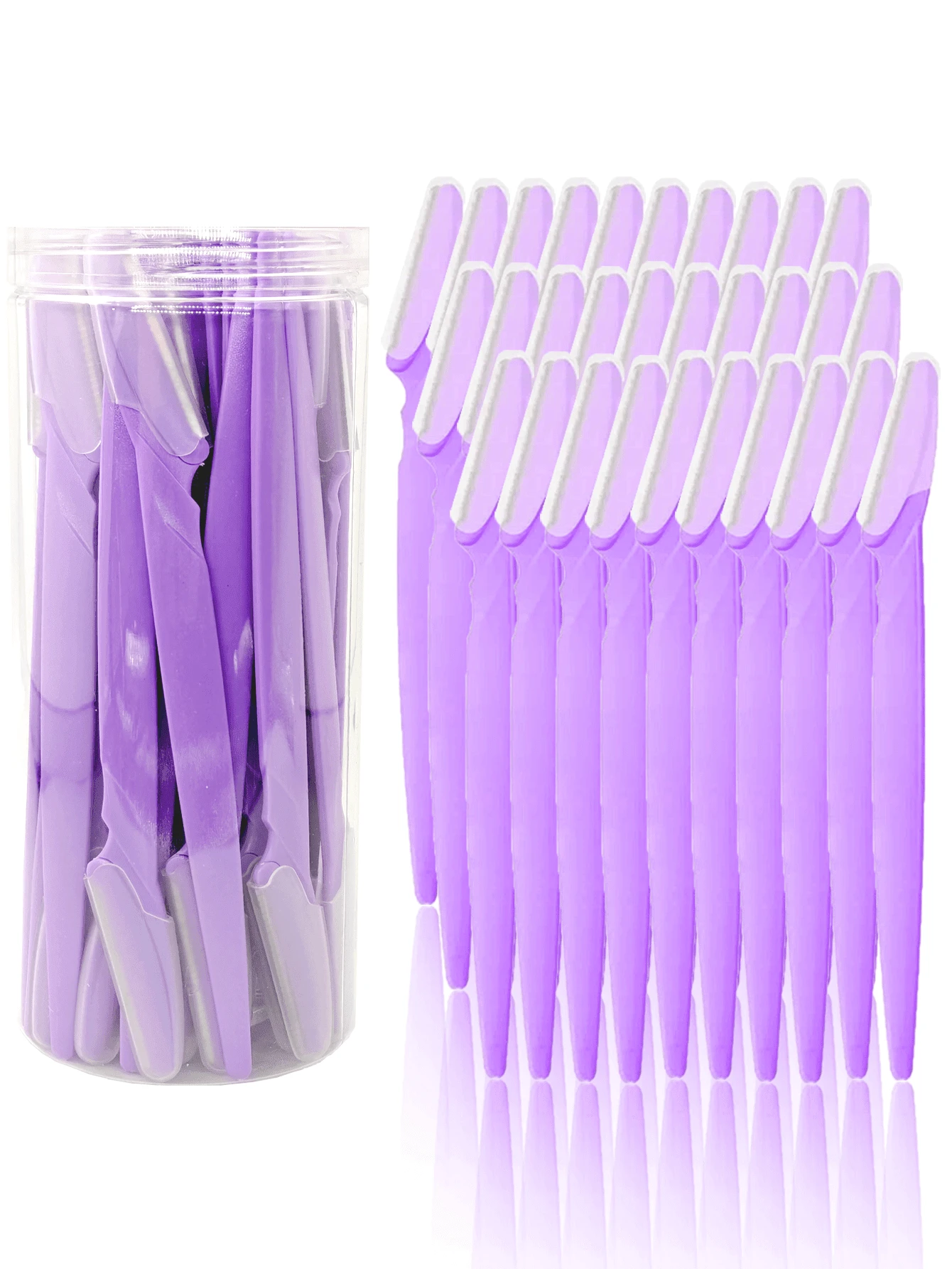 60/30/12/6/3/1件紫色套組 眉毛修剪器、去角質刮毛器、身體毛髮修剪器與臉部修剪器，女性眉毛修整工具，適合日常使用或旅行，禮物首選，平價好物，旅行必備
