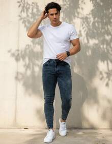 Premium Skinny Basic Jeans 018 2% Elastane - Dark Grey - View 3