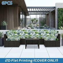 1pc/2pcs/6pcs/8pcs Set Tropical Palm Leaf Digital Print Outdoor Sofa Cover (Cover Only, Sofa Not Included) Protects Sofa Furniture Home Decor Machine Washable Patio Cushion Cover With Elastic Band Closure, Outdoor Sofa Cushion Cover, Patio Sofa Cover, Patio Furniture Cover, Living Room Furniture Protector, Suitable For Garden, Park, Indoor And Outdoor Sofa Cushions, Sectional Sofa And Armchair - Multicolor - View 8