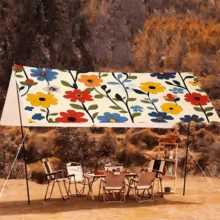 1 pieza Vela de Sombra Estilo Bohemio, Adecuada para Exteriores, Uso Diario, Playa, Camping, Jardín, Escenas de Picnic. Aplicable en Todas las Estaciones, Instalación Rápida (Poste de Soporte y Cuerda No Incluidos) - Multicolor - Ver 3