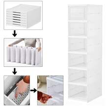 1/3/6 Layer Shoe Cabinet, Foldable Transparent Shoe Storage Box, Shoe Sorting Rack With Dust-Proof Door, No Assembly Required, Transparent Shoe Box, Efficient And Space Saving Shoe Cabinet Sorting Device - Multicolor - View 5